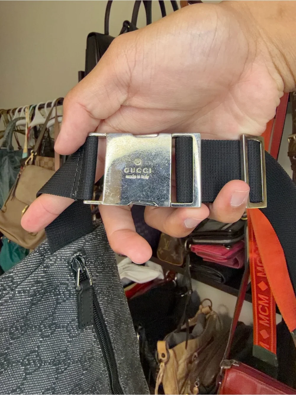 GUCCI
Black GG Denim Canvas Web Waist Belt Bag - Picture 10 of 12